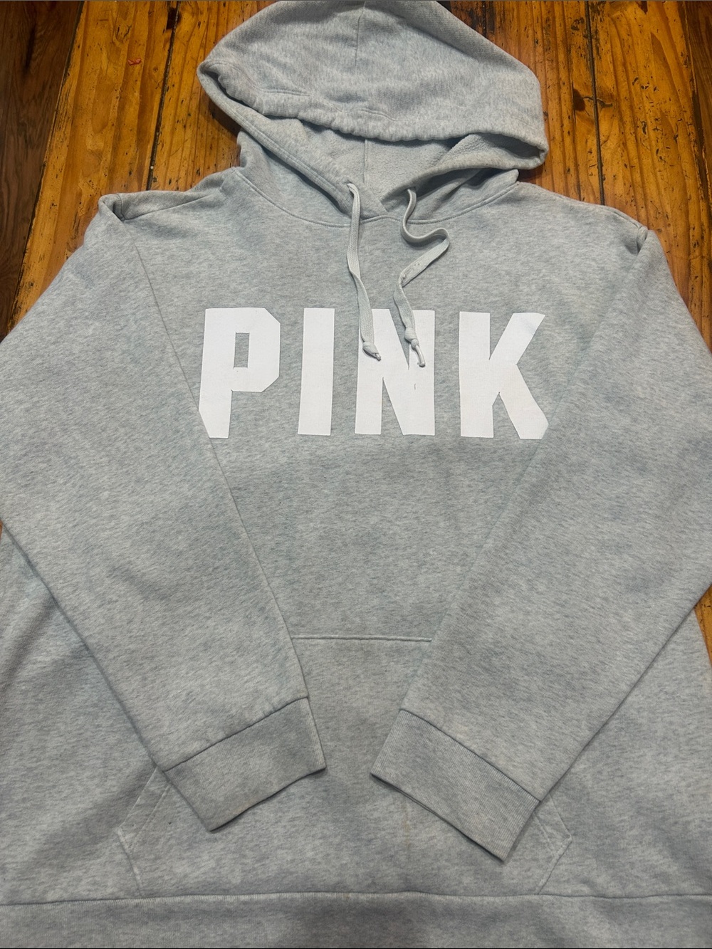 PINK Victoria's Secret Gray Crewneck Hoodie with White Logo